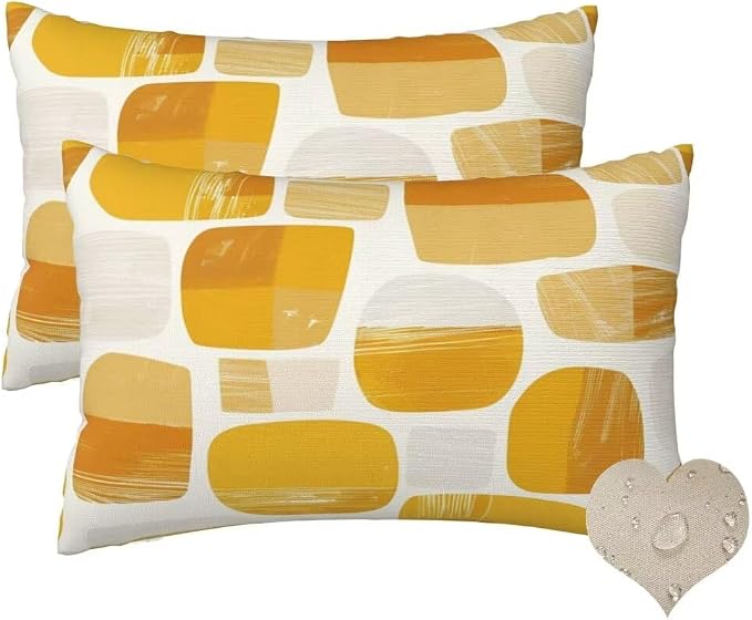 Outdoor Pillows Waterproof Set of 2 Outdoor Pillow Covers 20x28 Inch, Orange Throw Pillows Modern Pillow Covers, Summer Garden Decorative Pillows Outdoor Pillows for Patio Furniture Home Decor -hs307