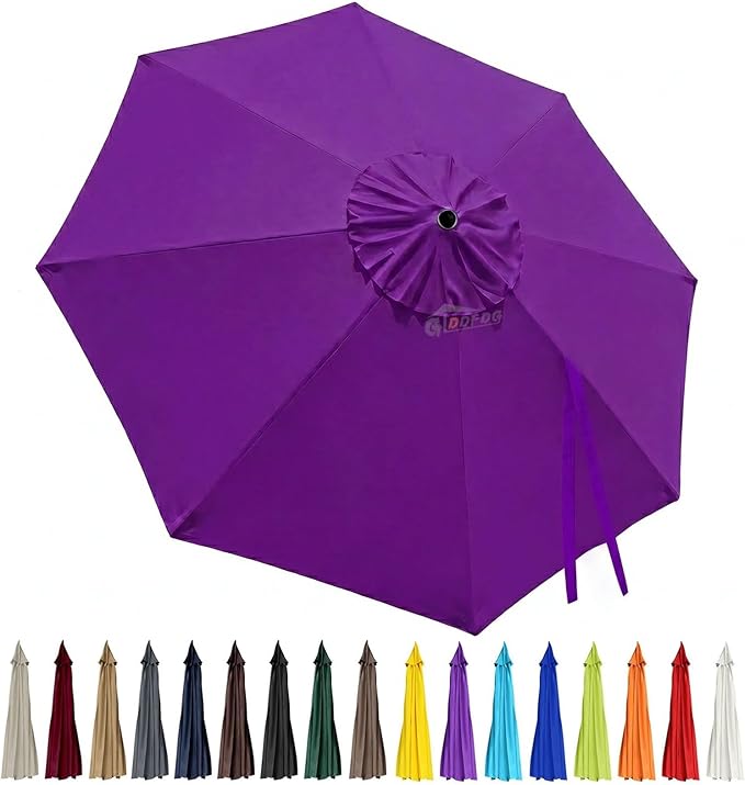 10ft Patio Umbrella Replacement Canopy 8 Ribs, Waterproof & Fade Resistant Market Umbrella Cover, Thickened Polyester Fabric for Backyard, Garden and Pool (Canopy Only) (Purple)