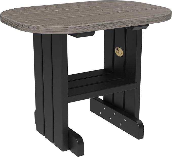 LuxCraft Poly Small Table Stand, Outdoor Side Tables for Patio, Weatherproof Patio End Table for Outside, Eco Friendly and UV Resistant HDPE - Amish Made in USA (Coastal Gray & Black)