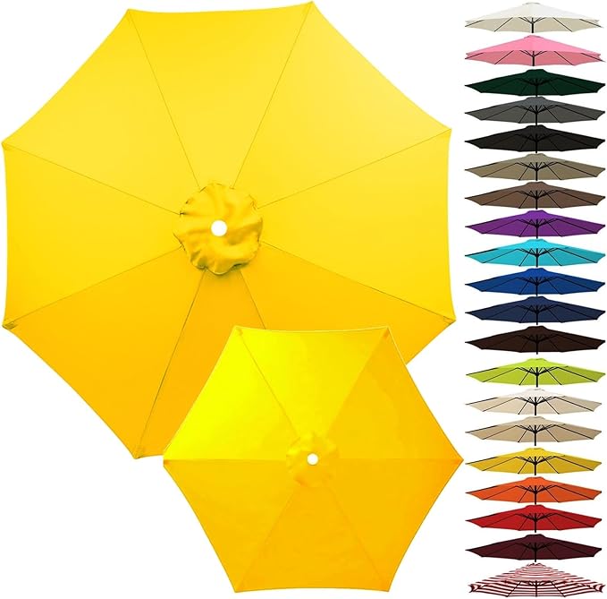 Outdoor Umbrella Replacement Canopy, Patio Umbrella Replacement Top Cover, Outdoor Umbrella Replacement Cloth, 6.5-13.1ft Waterproof UV-Resistant Fabric, for Garden Pool, Canopy Only
