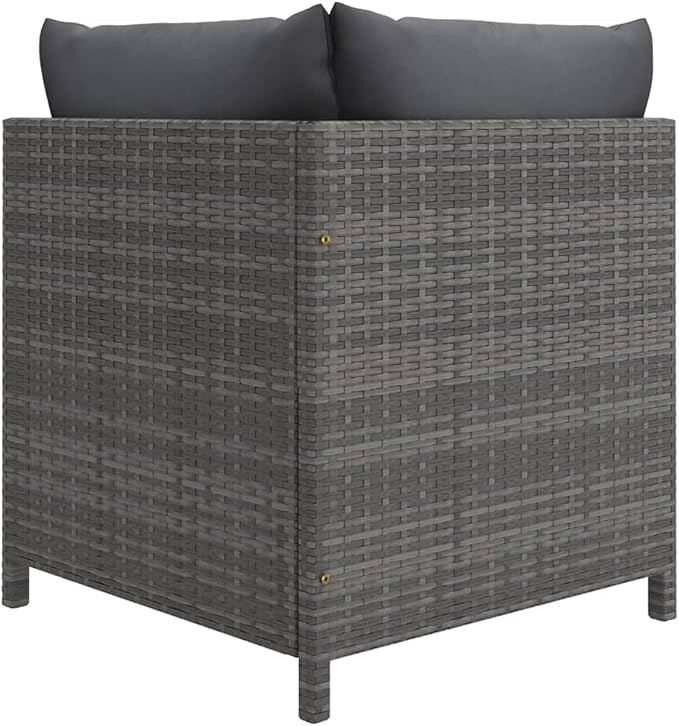8-Piece Modular Patio Furniture Set Grey Square PE Rattan Outdoor Sectional Couch with Cushions 23.6 x 23.6 x 23.6 in Durable Steel Frame for Terrace Balcony Garden