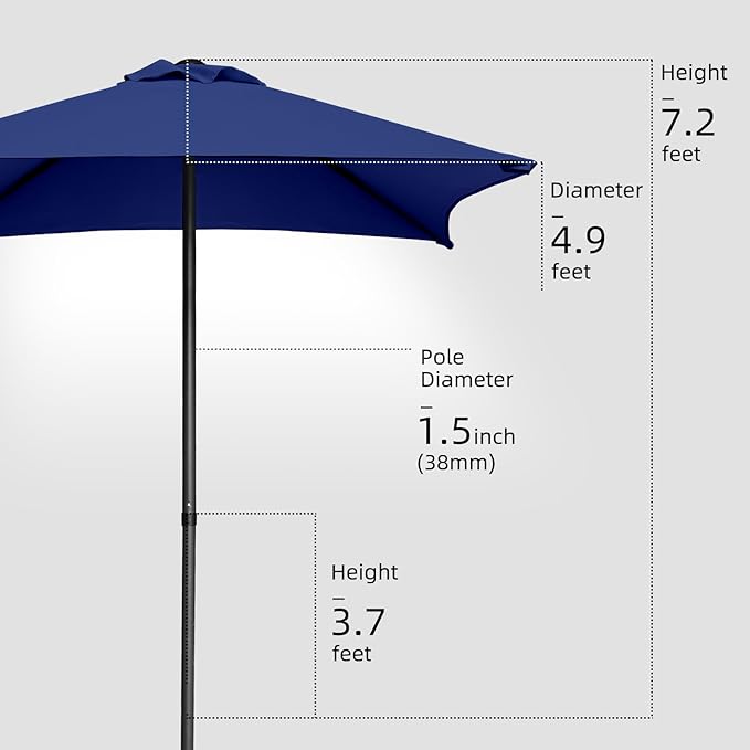 4.9ft Mini Square Patio Umbrella - UV 50+ Waterproof & Easy Setup | Outdoor Table Umbrella for Deck, Balcony, Garden, Lawn, Backyard, Market
