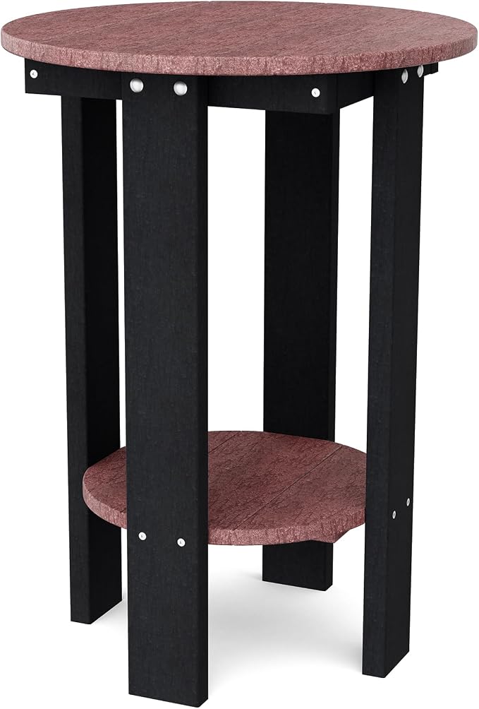 Wildridge Heritage Balcony Table, Cherrywood and Black - Outdoor Weather Resistant Recycled Plastic Furniture for Patio