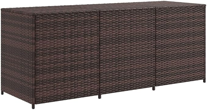 175 Gallon Deck Box Storage, Large Outdoor Weatherproof Storage Box with Lid,Wicker Outdoor Cushion Storage Box for Porch,Patio,Garden,Poolside,Tools,Toys (Brown, 70.90 Inch)