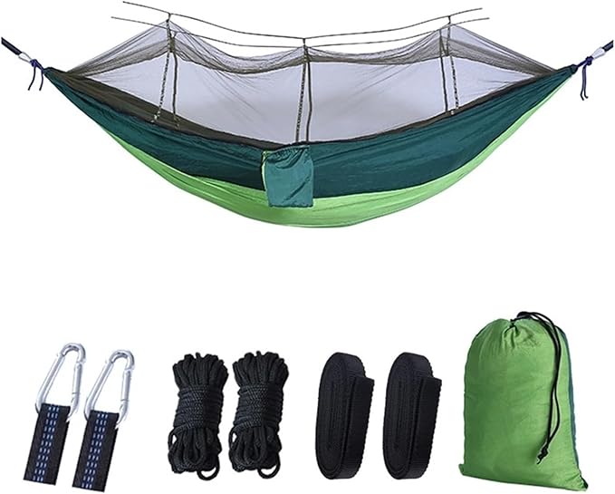 Hammock Portable Outdoor Camping Leisure Double Mosquito Net Hammocks Garden Travel Tourist Nature Hike Sleeping Hanging Hammock Swing Quick-Opening(Style 1)