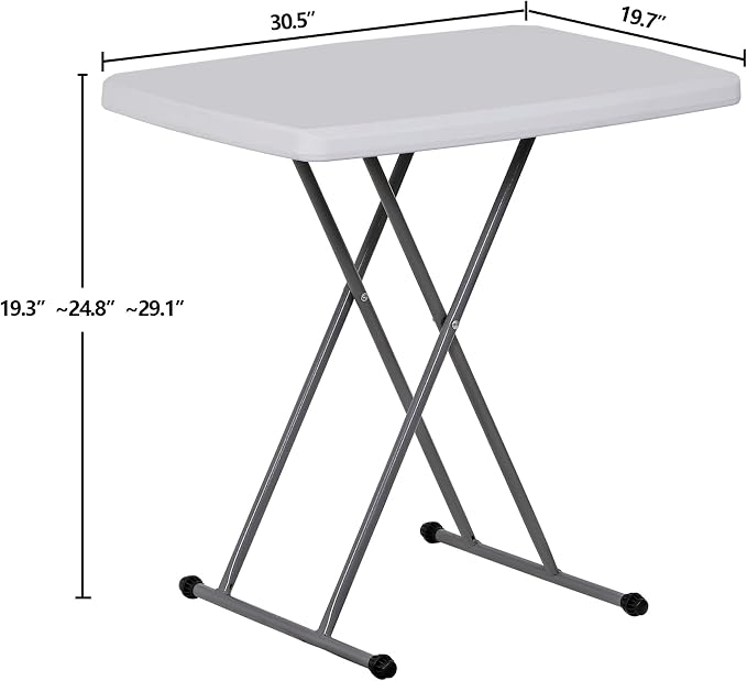 2.5 FT Folding Table, Heavy Duty Portable Height Adjustable Plastic Card Table for Picnic Party Camping Dining Indoor Outdoor, Lightweight, White
