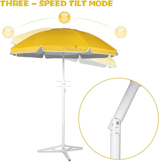 6.5ft Portable Beach Umbrellas for Sand Beach UV 50+ Umbrella with Tilt & Steel Pole, Protection with Heavy Duty Anchor, Patio Umbrella with Carry Bag