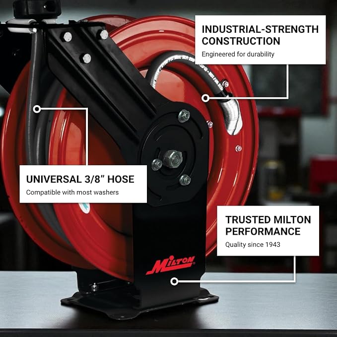 3/8" x 50' All-In-One Pressure Washer Dual-Arm Hose Reel (single wire-braided hose) - 4,000 PSI