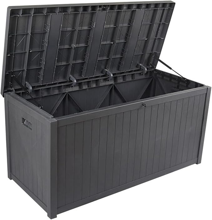 Outdoor Storage Box - Lockable Garden Rooftop Organizer, Patio Balcony Tool Box, Durable End Table Storage Cabinet,Grey