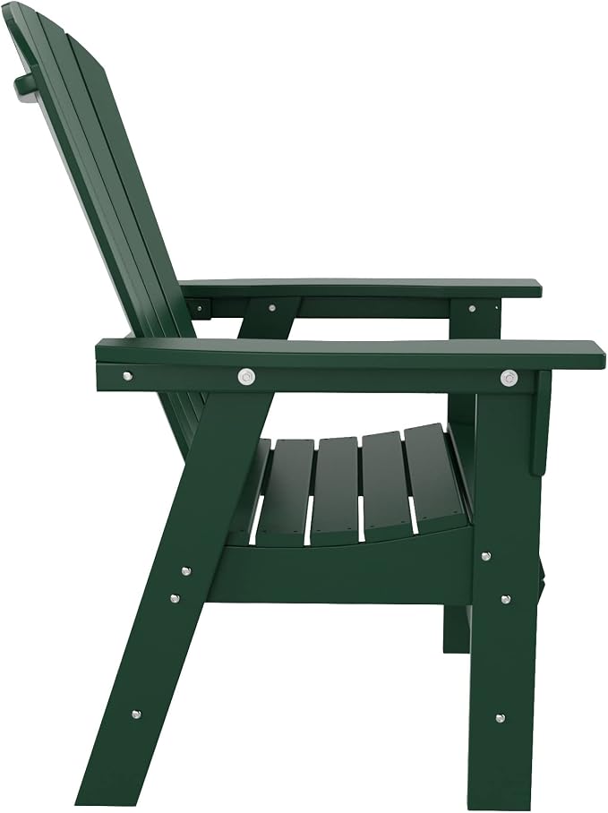 WestinTrends Dylan Adirondack Patio Dining Set for 6, All Weather Poly Lumber Outdoor Table and Chairs Set of 4, 71" Trestle Table and Adirondack Dining Chair with Dining Bench, Dark Green
