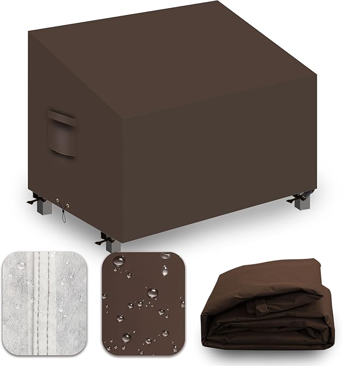 Heavy Duty Patio Sofa Covers Waterproof, Outdoor 3-Seater Couch Cover Waterproof, 600D Outdoor 2-Seater Loveseat Furniture Covers with Air Vent Handle 58''W x 40''D x 24''H/ 35''H Brown