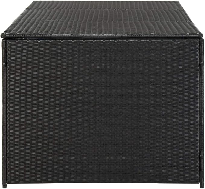 Garden Storage Box Indoor/Outdoor Storage Container and Gardening Tools - Store Items on Patio, Garage, Yard.Poly Rattan 70.8"x35.4"x29.5" Black
