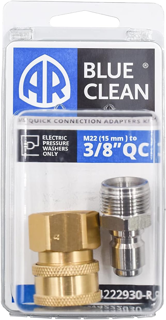 AR Blue Clean BMXP32300-BND2QC, Includes XP3 2300 Electric Pressure Washer with M22 Transfer Adapters. PSI, 1.5 GPM, Easy Connection Adapters, Trigger Gun, 25' Hose, 50 lbs, Black