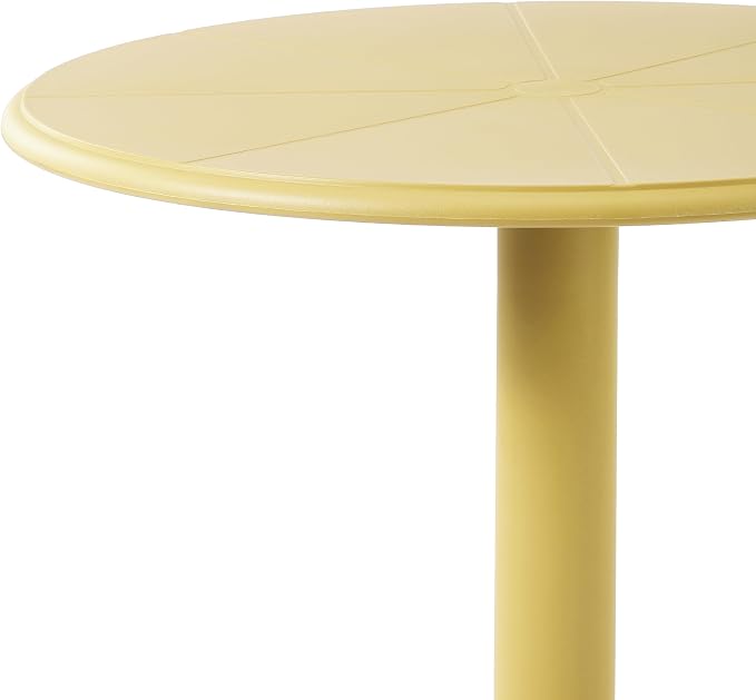 WestinTrends Playa 23.5" Outdoor Polypropylene Resin Round Patio Bistro Dining Table for 2, Yellow