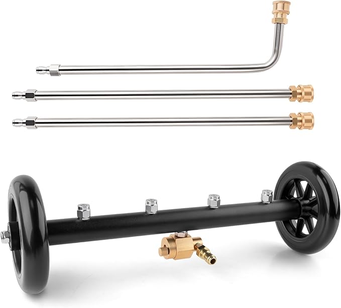 16” Pressure Car Washer Undercarriage Cleaner, 1/4” Quick Connect with 3 Pieces Extension Wands, Car Wash Water Broom for Vehicle Underbody and Truck Cleaning