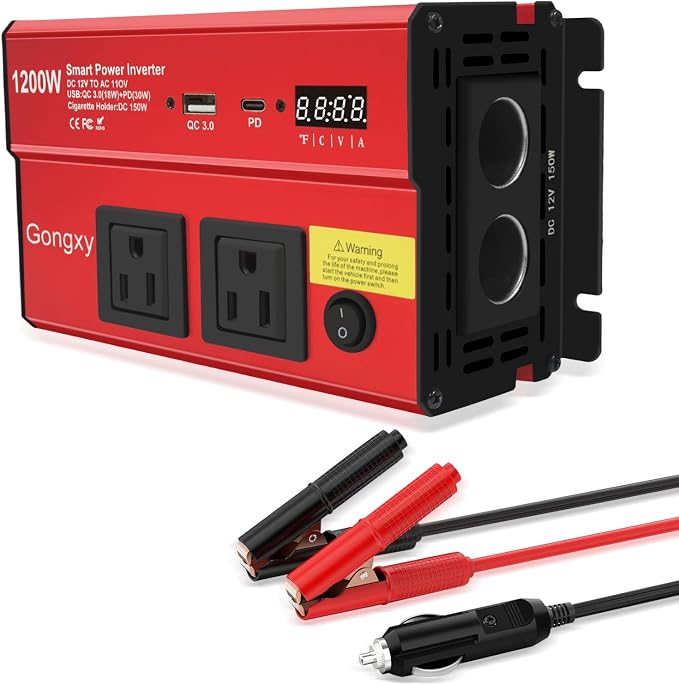 Car Power Inverters 1200W Inverter - 12v DC to 110v AC Converter with AC Outlets USB Type-c Port,Car Power Converter for Truck/Home/Vehicles/Laptop Trip