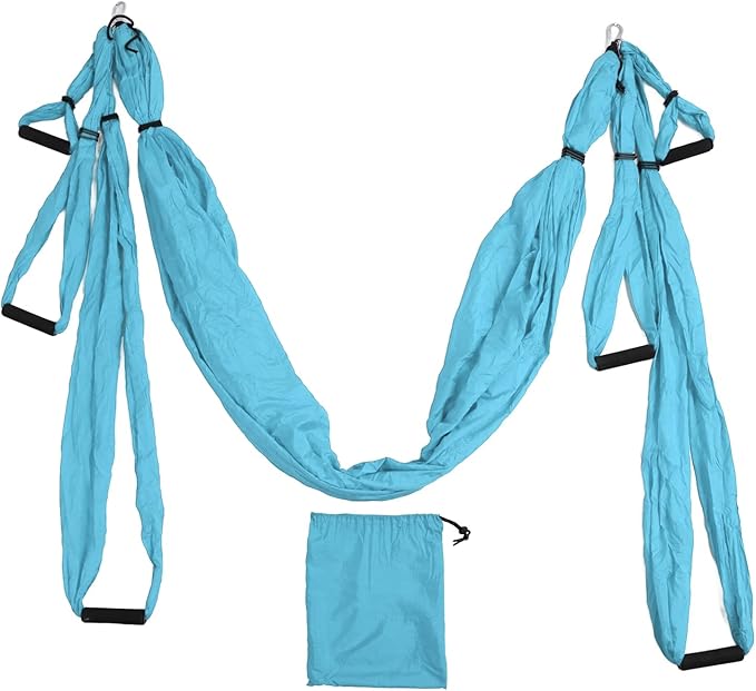 Aerial Yoga Swing Set, Polyester Cotton Yoga Hammock Set, Adjustable Improve Flexibility Yoga Hammock for Physical Exercise (Lake Blue)