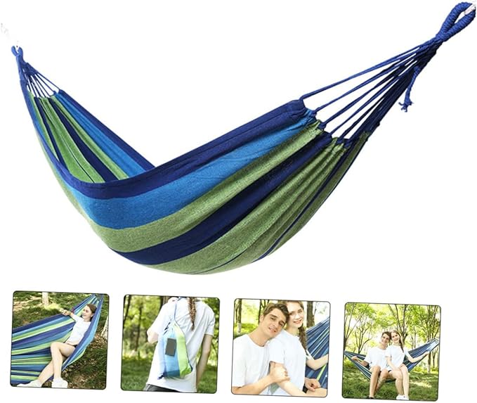 Toddmomy Thickened Canvas Double Hammock Portable Swing Hammock for Outdoor Easy to Assemble