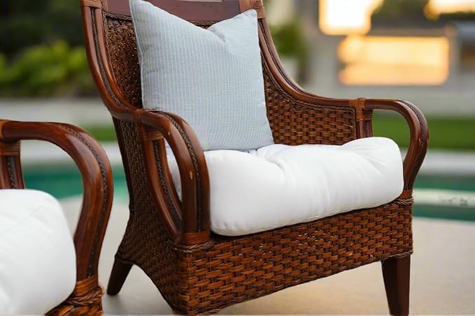 RSH DECOR: Sunbrella Tufted Wicker U-Shape Cushions Set of 2 | 22” x 22” | Outdoor Seat Cushions for Patio Furniture| Crafted with Sunbrella Performance Fabric | Canvas Navy