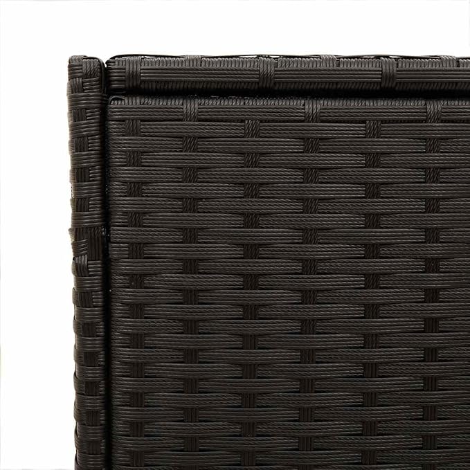 74.8 Gallon PE Rattan Garden Storage Box with Wheels, Black Outdoor Storage Box for Cushions and Tools, Durable Powder-Coated Steel Frame with Hook-and-Loop Closure