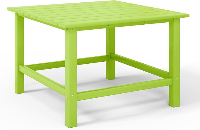 WestinTrends Malibu Kids Outdoor Patio Furniture HDPE 31" Wide Square Dining Table, Lime