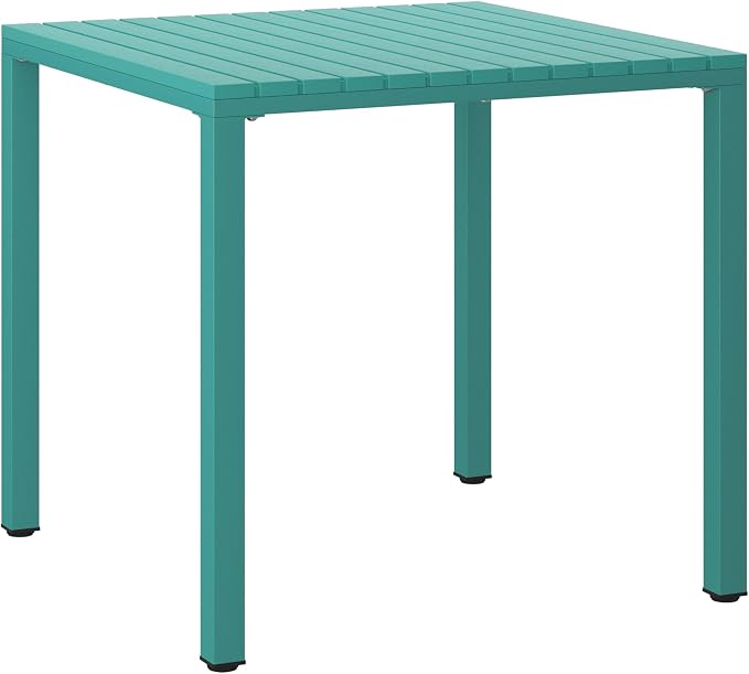 WestinTrends Playa 31.5" Iron Metal Frame Outdoor Square Patio Dining Table, Turquoise