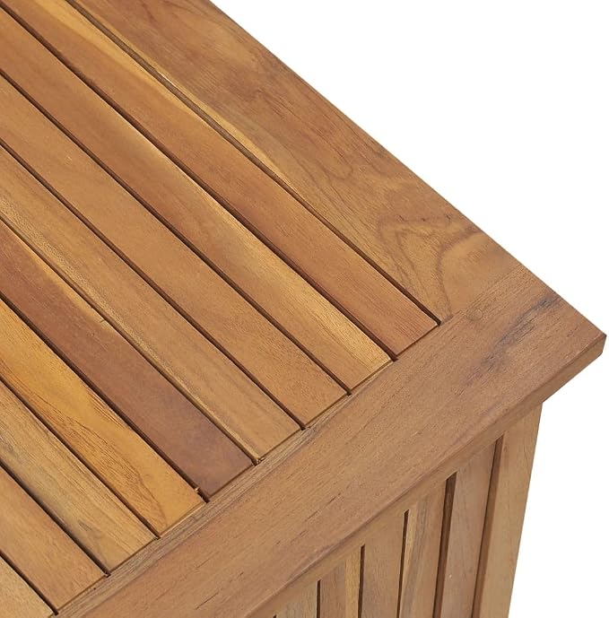 Wooden Garden Patio Storage Box with PE Bag, Deck Storage Container Box for Patio Cushions and Gardening Tools, 59.1"x19.7"x21.7" Solid Wood Teak -AA