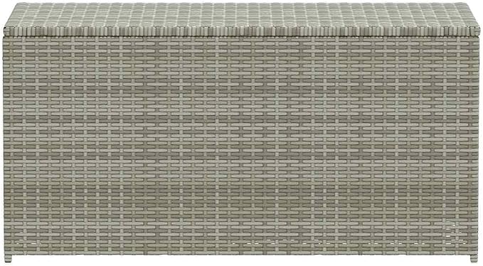 Poly Rattan Patio Storage Box Gray 39.4"x19.7"x19.7" for Outdoor Garden Deck Poolside Furniture Storage Containers
