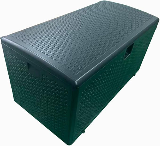 73 gal Brown Resin Deck Box, Outdoor Storage Box with Lockable Lid & Weatherproof Design, Extra Large Patio Storage Container for Garden Tools, Pool Toys, Furniture Cushions, Black