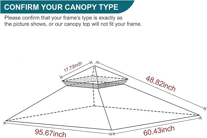 Grill Gazebo Replacement Canopy Top - Wonwon 5x8 Gazebo Roof Double Tiered Outdoor BBQ Roof Cover Grill Shelter Only Fit for Model L-GG001PST-F (Khaki Ripstop)