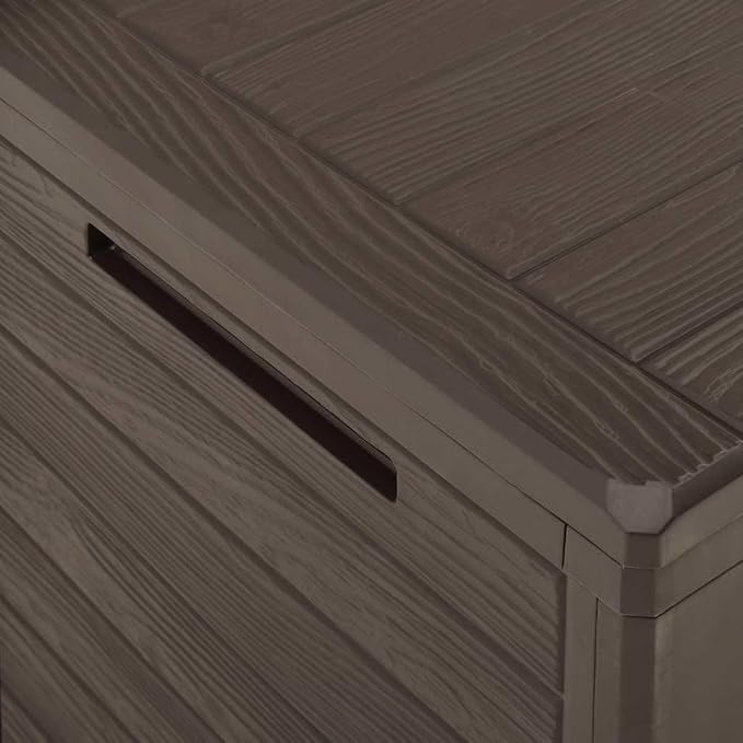 Patio Storage Box with Lock, Outdoor Waterproof Storage Chest for Cushions Pillows Blankets, 50 Gallon Brown Deck Box, 30.7x17.3x21.7 Inches, Durable PP Plastic for Garden Patio Balcony