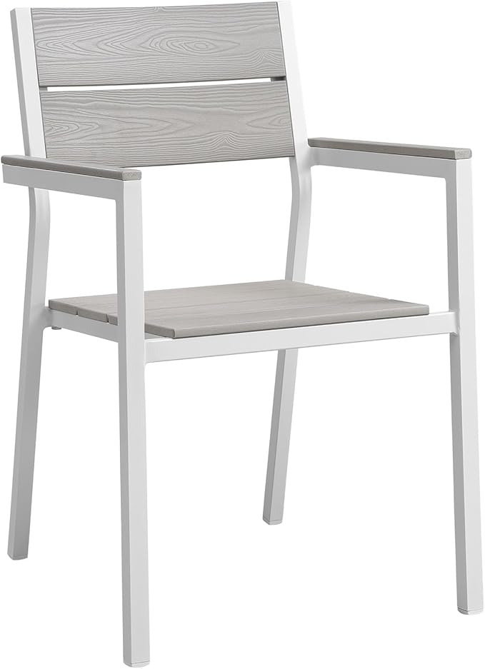 lm Modway Maine 7 Piece Outdoor Patio Dining Set, White Light Gray