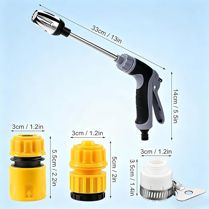 Aquaxis Pressure Washer Wand High Pressure Water Jet Nozzle for Garden Hose, 3 Spray Modes, Turbo Cleaner for Car Washing, Patio, Driveway, Stainless Steel Construction (1 Set)