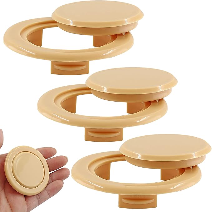 Biaungdo 3 Sets 2 Inch Outdoor Patio Table Umbrella Hole Ring and Cap Set, Standard Size Garden Beach Tablet Thicker Hole Ring Plug and Cap Set(Wood Color)