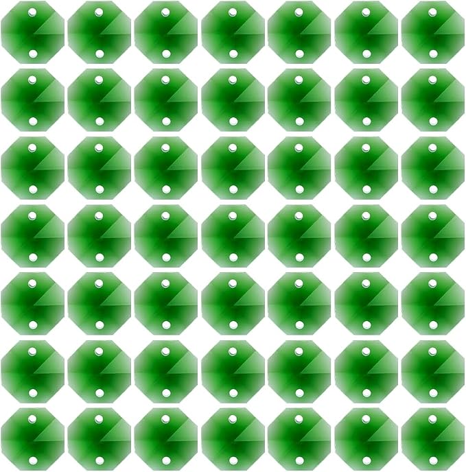 1 Box 120Pcs Glass Prism Beads Crystal Octagon Beads 2 Holes Chandelier Prisms Parts Replacement Links Ornaments Lamp Hanging Pendants for Suncatcher Home DIY Arts Crafts Decor Lime Green