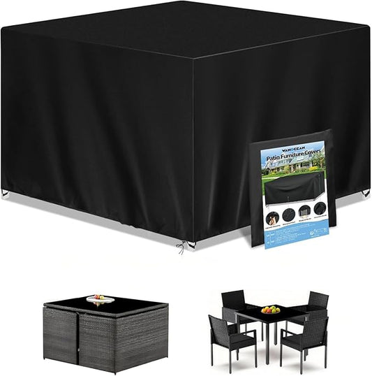 Wanocean Patio Furniture Covers Waterproof, 55x55 Outdoor Furniture Cover with Storage Bag, Outdoor Table and Chair Cover for Rain, UV, Snow and Dust（55" L x 55" W x 35" H）