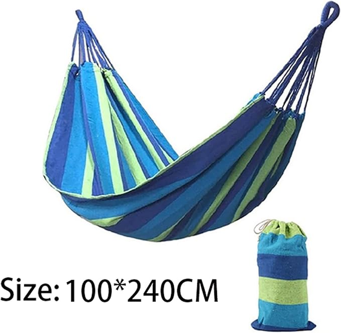 NOBRIM Camping Hammock Portable Hammock Swing Canvas Stripe Hammock Thickened Anti Rollover Chair for Outdoor Indoor Backpacking Travel