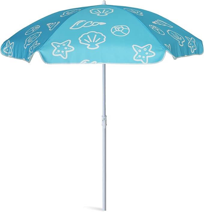 AMMSUN 5ft Seaside Beach Umbrella for Sand and Water Table - Kids Durable Umbrellas for children Beach Camping Garden Outdoor Play Shade