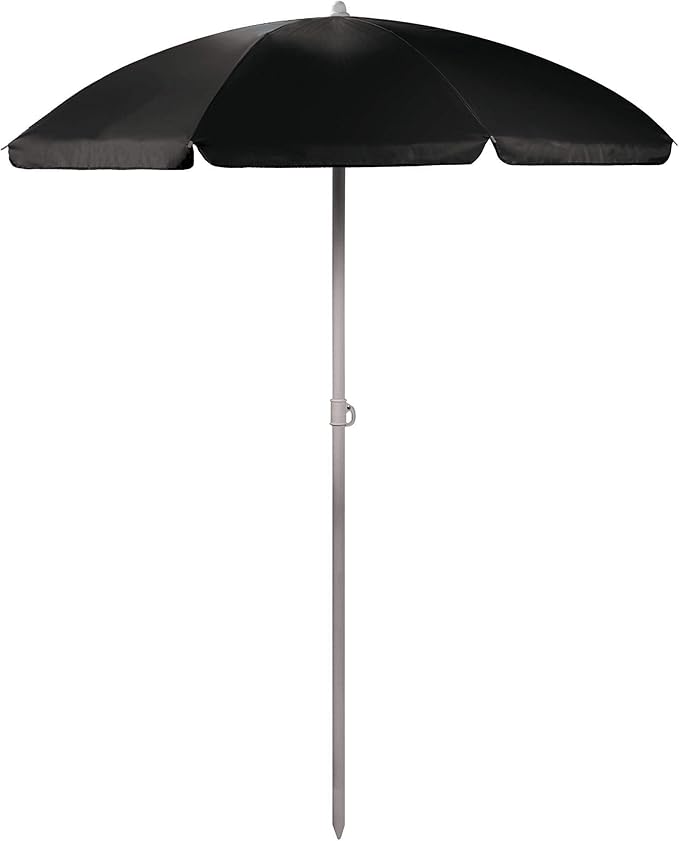 PICNIC TIME 5.5 Ft Portable Beach Umbrella, Lightweight UV Protection Sunshade with Tilt Pole & Carry Bag, Outdoor Canopy Umbrella for Beach, Sand, Pool, Patio, Camping, Travel, or Backyard Shade, (Black)