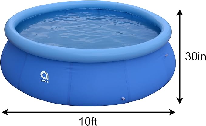 10ft x 30in Inflatable Swimming Pool, Outdoor Above Ground Pool, Top Ring Blow Up Pool