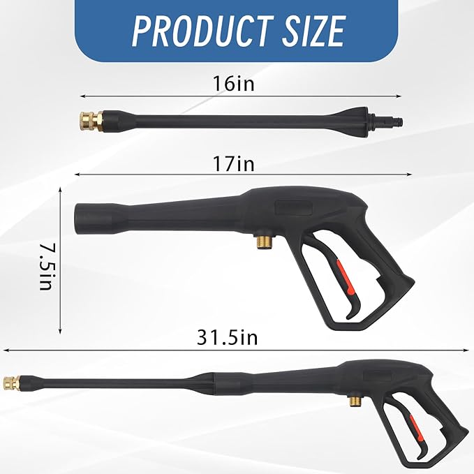 Pressure Washer Spray Gun with Extension Wand Kit,for M22-14MM and M22-15MM Hose,Compatible with Ryobi, Green Works and Karcher Pressure Washer Gun