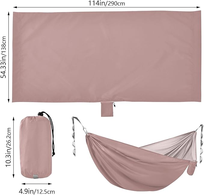 Rosy Brown Solid Color Pure Plain 330lb Capacity Camping Hammocks with Tree Straps Indoor Hammock for Outside Camping Essentials accesorios para campamento