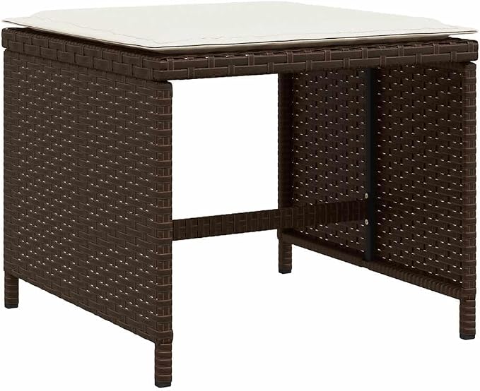 11 Piece Garden Dining Set, Rectangular Outdoor Patio Table with 10 Comfortable Seats, Weather Resistant PE Rattan Furniture for Backyard, Balcony and Deck, Brown