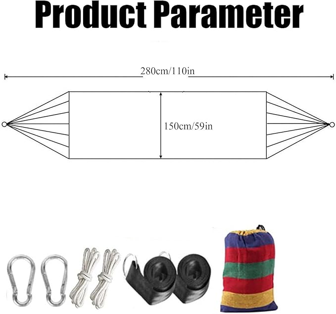 Double Hammock Swing Chair, Portable Hammock for Camping, Camping Hammocks for Outside, Double Polyester Hammock, for Travel Patio Garden