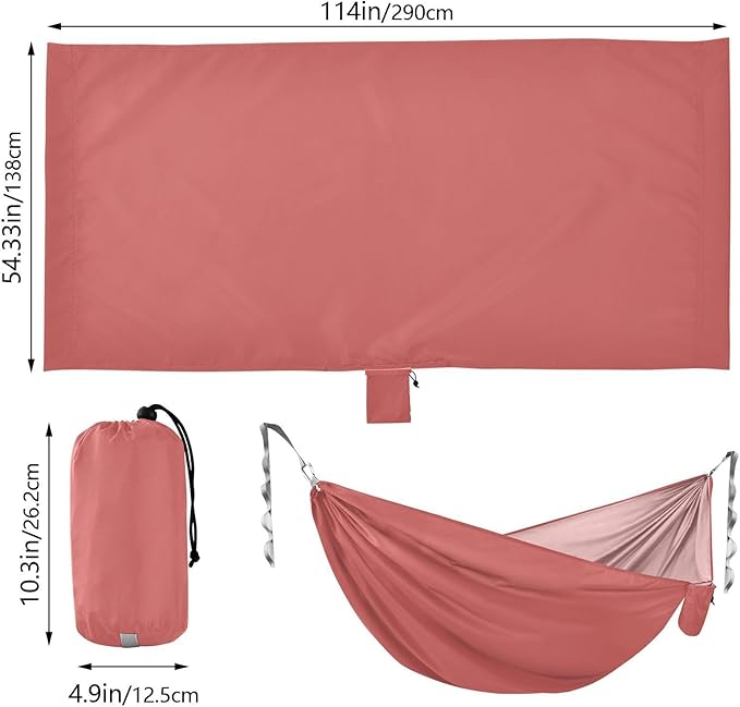 Indian Red Solid Color Pure Plain 330lb Capacity Outdoor Hammock with Portabl Carry Bag Portable Hammock for Camping Travel Accessories sillas para acampar