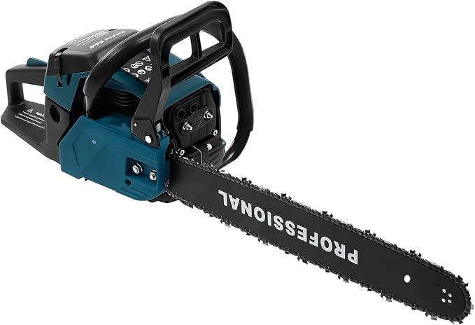 20inch Gas Chainsaw, 3.1HP 58CC 2-Stroke Gasoline Chainsaw, Air Cooled Pull Start Top Handle Gas Powered Chain Saw Petrol Chainsaws with Automatic Chain Lubrication for Trees, Wood Cutting