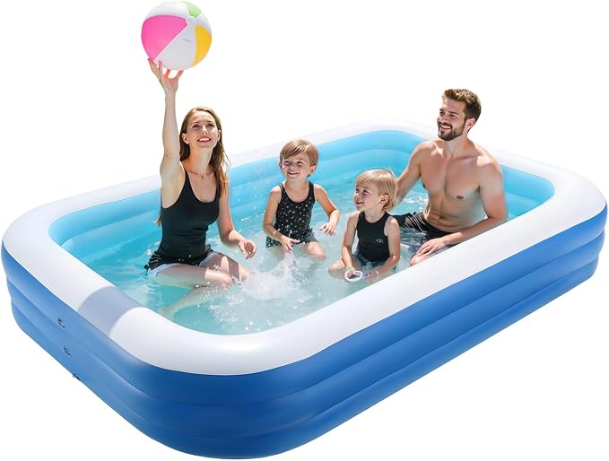 VEVOR Inflatable Pool, 118 x 67 x 20 inch Large Inflatable Swimming Pool, Family Large Swimming Pools with Repair Patches, Blow Up Pools for Kids, Adults, Family, Indoor Outdoor, Summer Water Party
