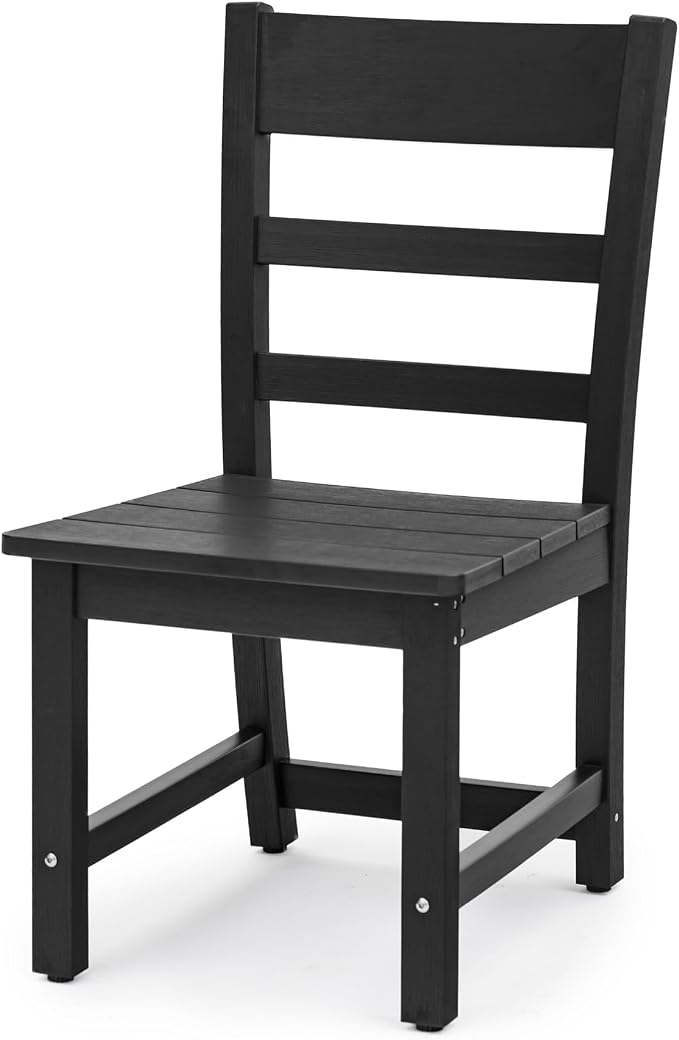 Cozyman Armless Outdoor Dining Chairs, All Weather Resistant HDPS Patio Dining Chairs, Classic Chair Support 350 LBS, for Outdoor Indoor, Lawn, Garden, Backyard, Black