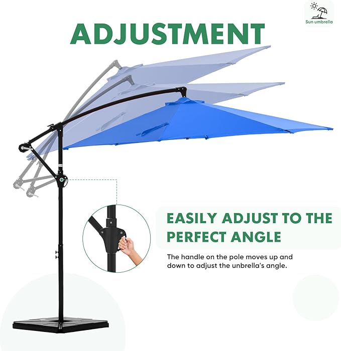 NEWBULIG 10FT Patio Umbrella, Offset Cantilever Outdoor Patio Table Umbrella, UV Protection, Fade Resistant Fabric, Easy Tilt Adjustment for Deck, Pool, Backyard, Garden