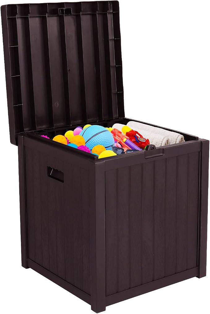 51gal 195L Outdoor Garden Plastic Storage Deck Box Chest Tools Cushions Toys Seat Waterproof
